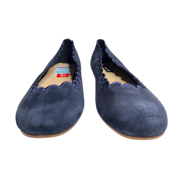 DKNY Navy Suede Scalloped Edge Ballet Flat Size 8.5 - Picture 3 of 12